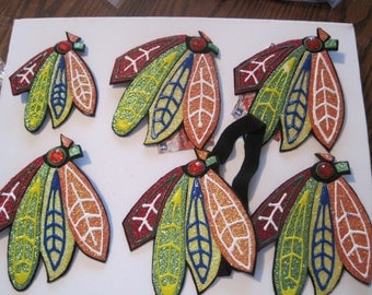 Chicago Blackhawks Glittered Feather headband/clip
