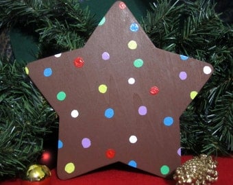 Candy Crush Saga Color Bomb Christmas Tree Topper -- wood painted; 8 inch star