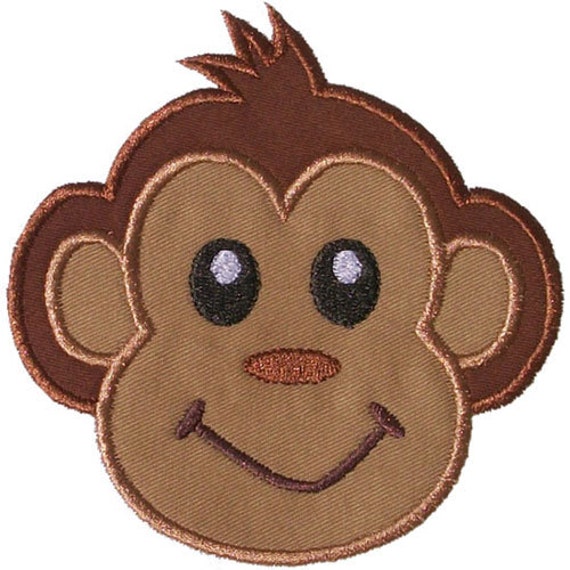 Monkey Face Applique Machine Embroidery Design