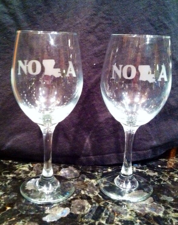 New Orleans Wine Glass NOLA Wine glass Handmade Louisiana