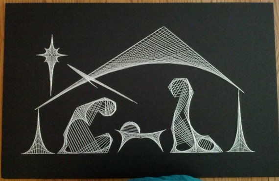 Unique string art nativity scene