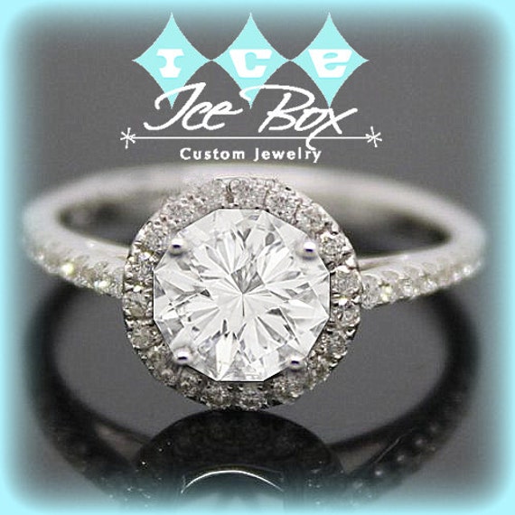 Moissanite Engagement Ring 6.5mm 1ct Round Custom by InTheIceBox