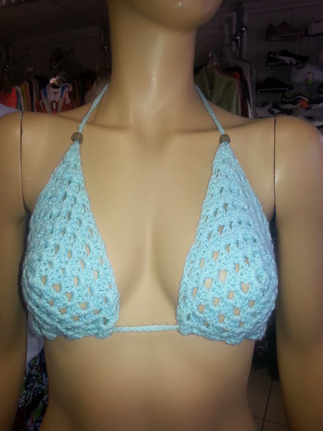 Crocheted Bikini Top Handmade Swimsuit Top Knitted Beach Top