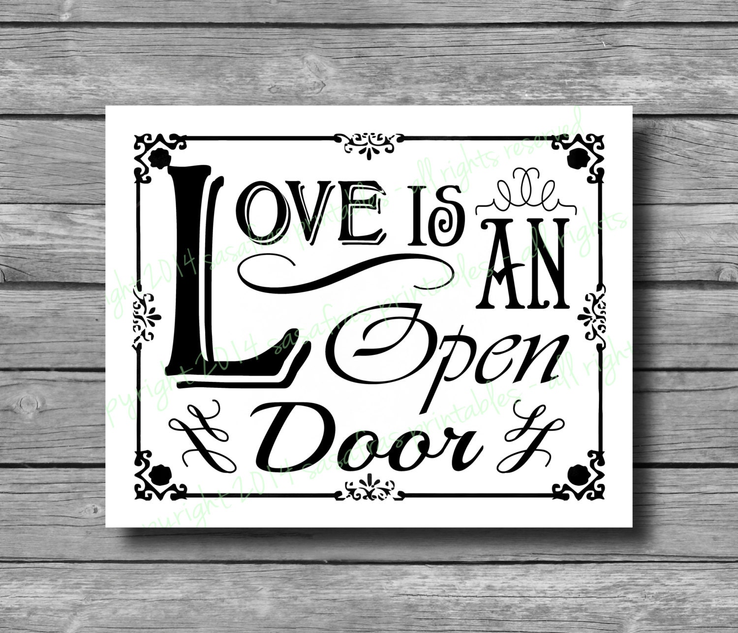 Love is an open door Wedding sign DIY Download and Print