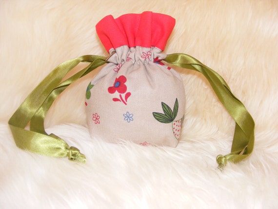 Handcrafted small fabric drawstring bagpouchgift bag coin purse in ...