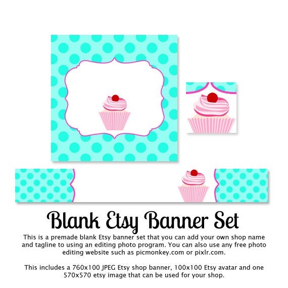 ... Etsy Banner Set - Cute Cupcake Etsy Banner Set - Etsy shop banner set