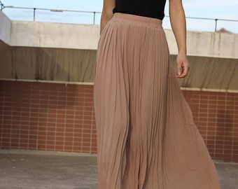 Top quality Nude Pleated skirt Maxi Skirt Long Skirt custom made skirt 16 colors available