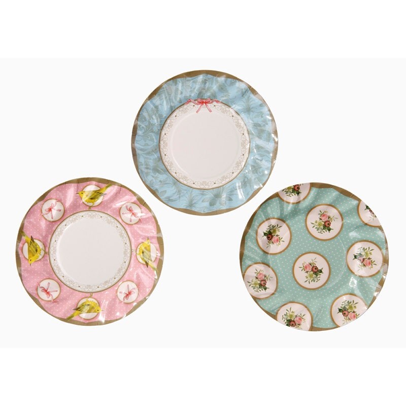 Vintage Afternoon Tea Party Paper Plates Pk 12 by Fabfingz on Etsy