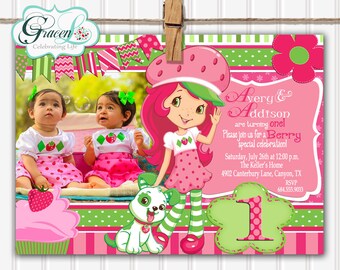 Strawberry Shortcake Invitation, Strawberry Shortcake Birthday Invitation, Strawberry Shortcake Birthday Party, Strawberry Shortcake Card