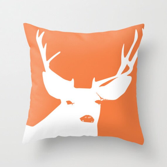 Orange Deer Pillow Cover rustic decor animal pillow