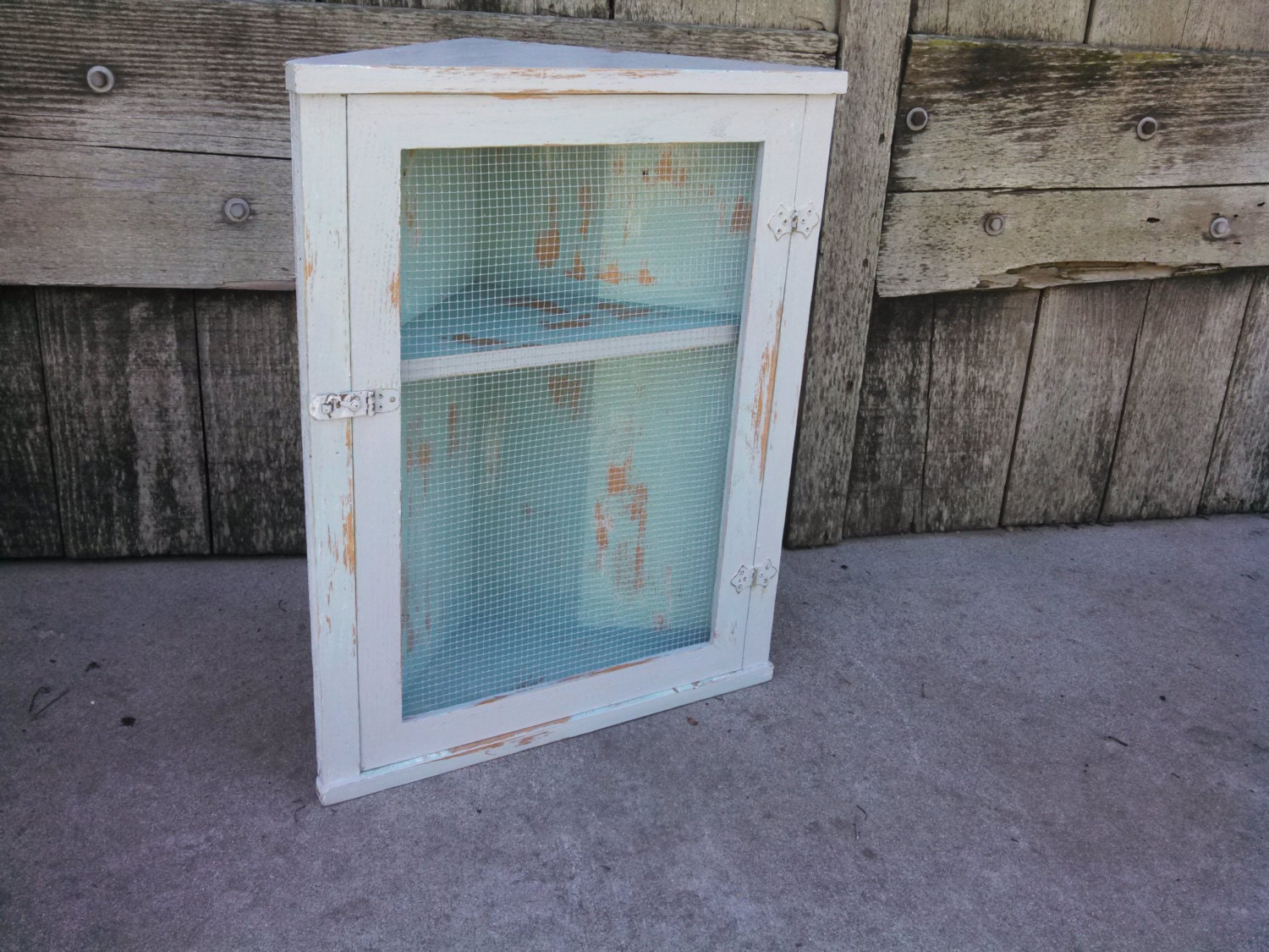Aqua Blue Chicken Wire Corner rustic by