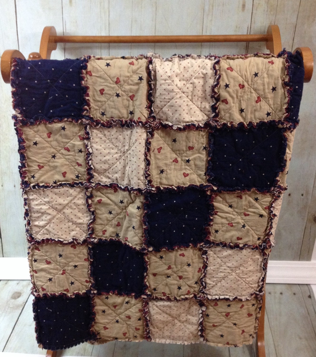 Rag Quilt Heart & Stars