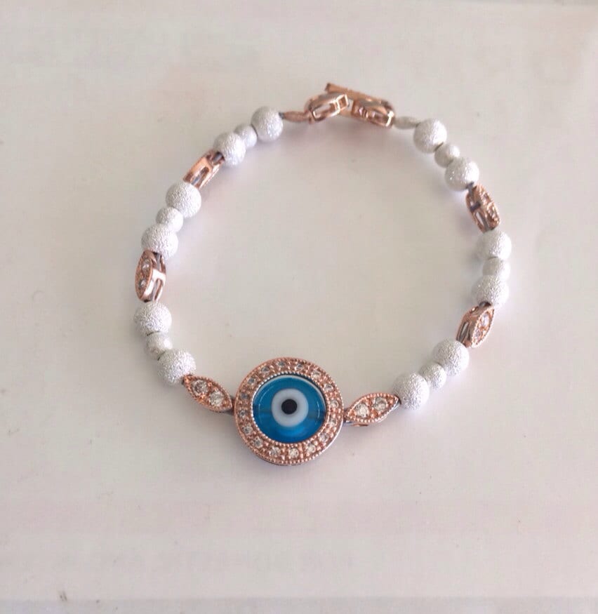 Baby evil eye bracelet in two tone