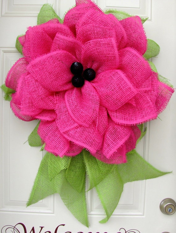 items similar to bright pink summer paper mesh indoor flower wreath on etsy items similar to bright pink summer paper mesh indoor flower wreath on etsy