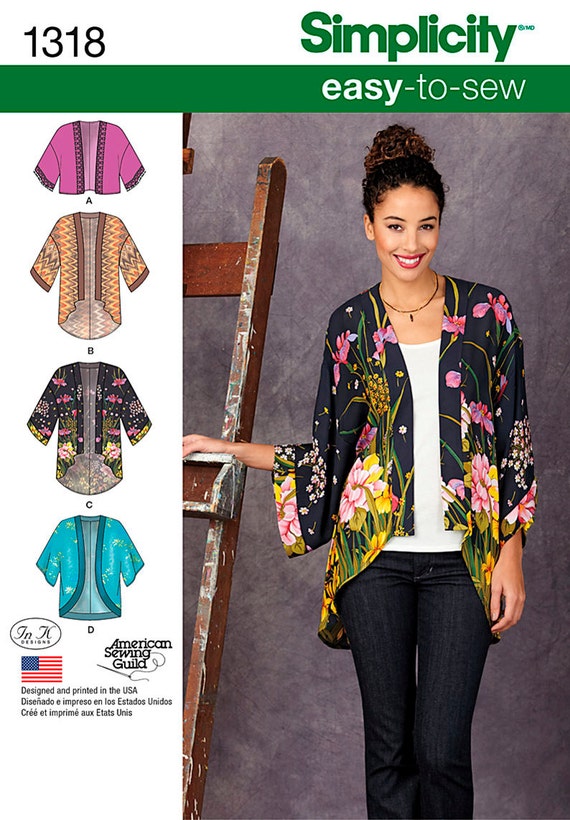 Misses' Kimono Jackets Simplicity Pattern 1318