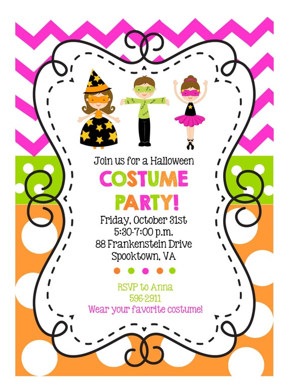 Costume Party Printable Digital Invitation Printable DIY