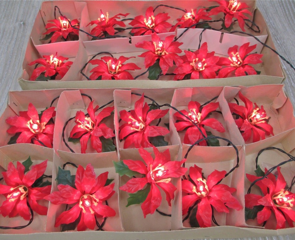 vintage 1960 s poinsettia christmas lights 2 sets italian vintage 1960 s poinsettia christmas lights 2 sets italian