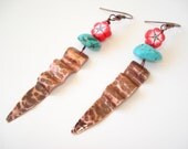 Handmade Jewelry-Hammered Copper Earrings-Fold Formed-Modern Jewelry-Contemporary Earrings-Handcrafted Earrings-Polished-Antiqued Faced