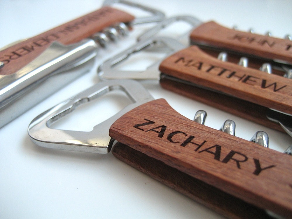 Engraved Wine Bottle Opener Wood Wine Opener Beer Bottle