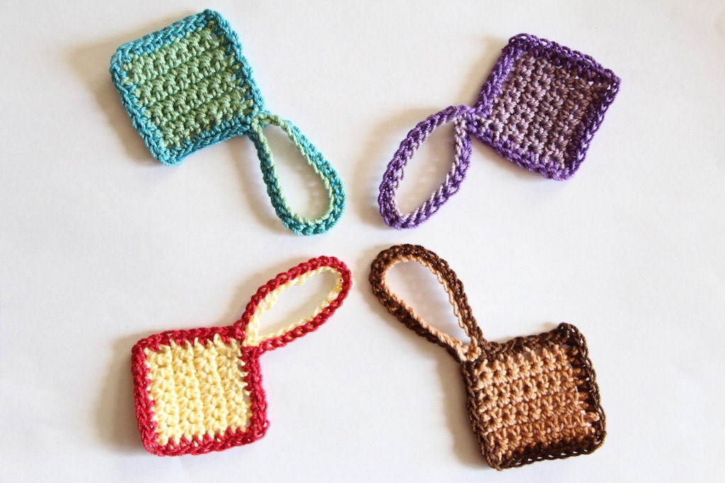 Crochet tags handmade cotton tags in with plum with by Thaara