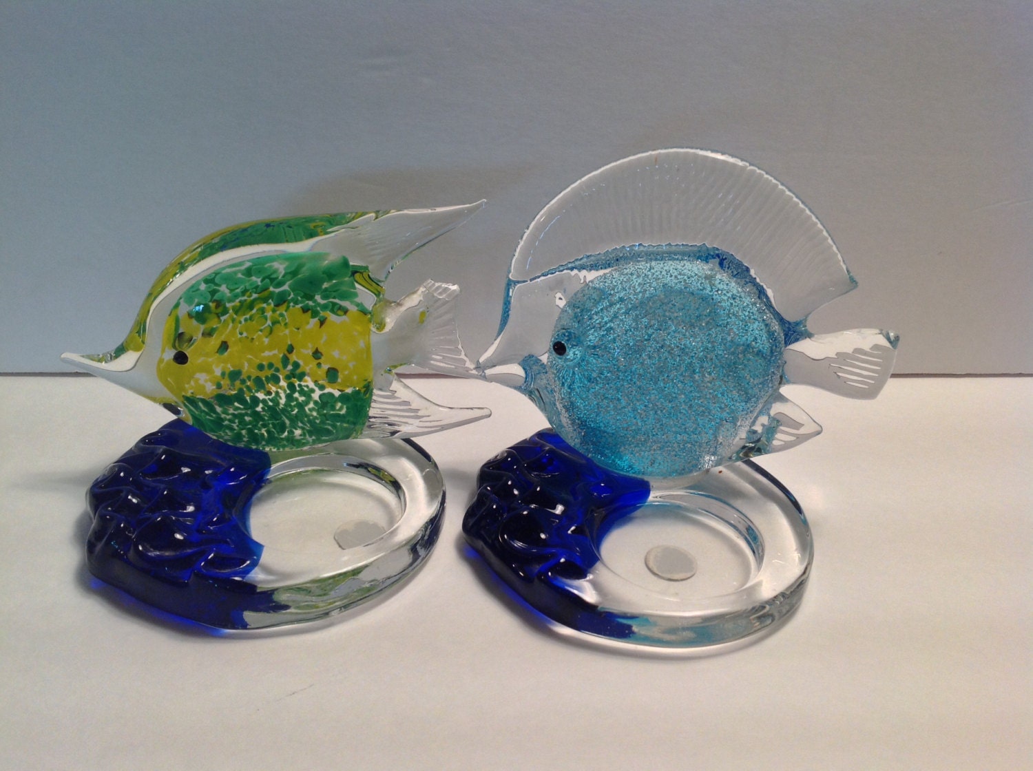 Set of 2 PartyLite Glass Fish Candle Holder By lizabethsloft
