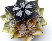 Origami Kusudama Christmas Ornament- Colorful Christmas Decoration, Dodecahedron Paper Sculpture