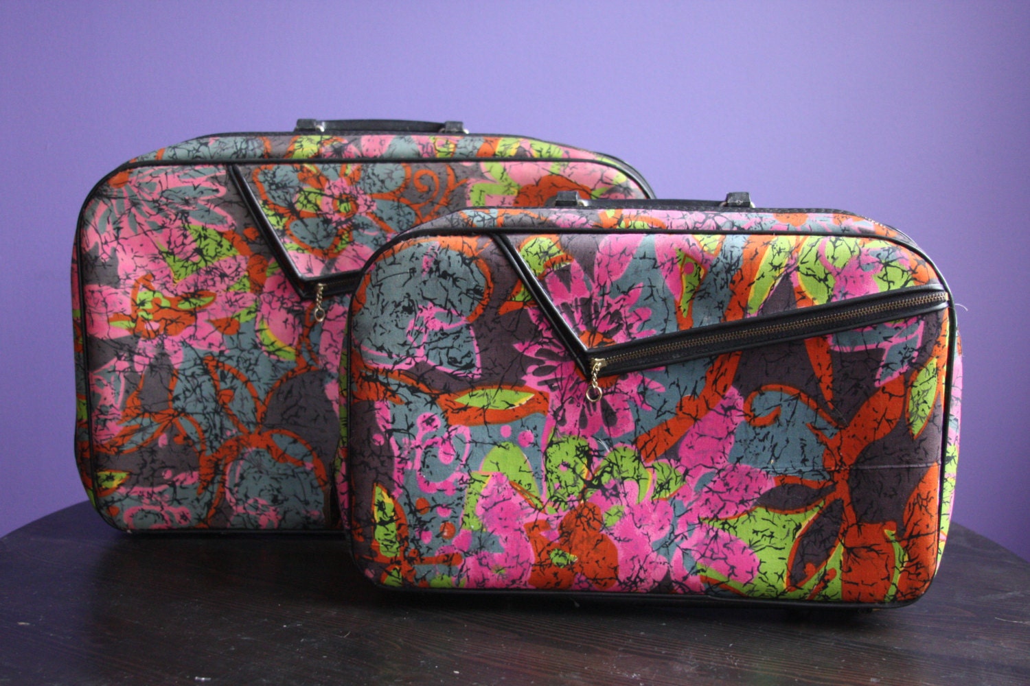 70s Luggage/ 1970s Luggage Set Vintage Japanese by trashedbytime