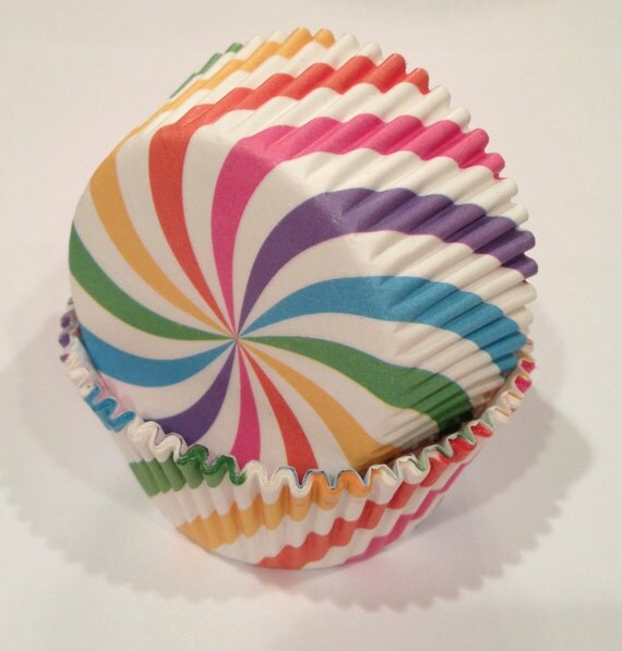 Multi Colored Cupcake Liners 50 count Rainbow by SweetCraftyTools