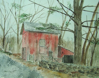 RED BARN" -Scenic,landscape,re d barn,red barn painting,rural ,8.25 