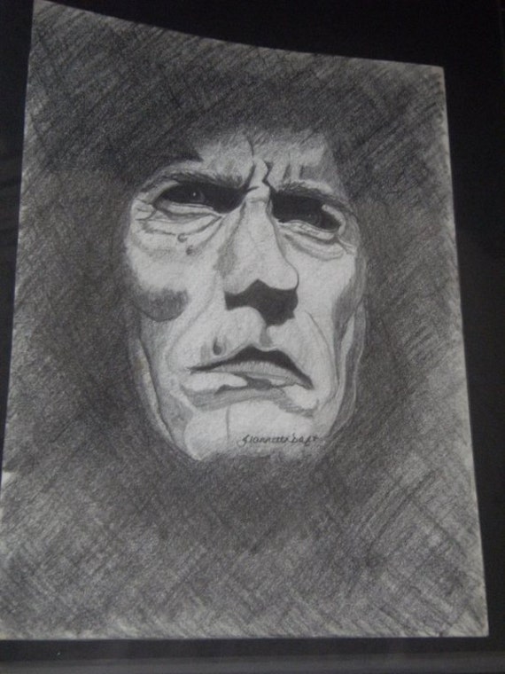 Original Drawing of Clint in Lead and Graphite Pencil by Jeannette Daft - il_570xN.633736529_gdxy