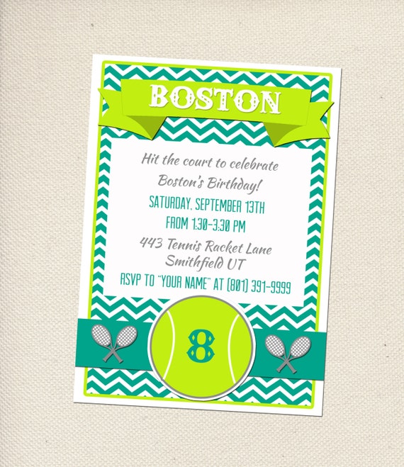 Tennis Birthday Party Invitations 4