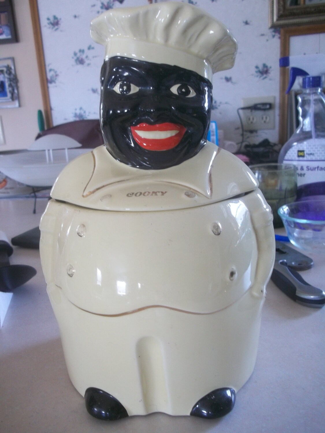 Cooky the Chef Pearl China Cookie Jar 1940s Blackface