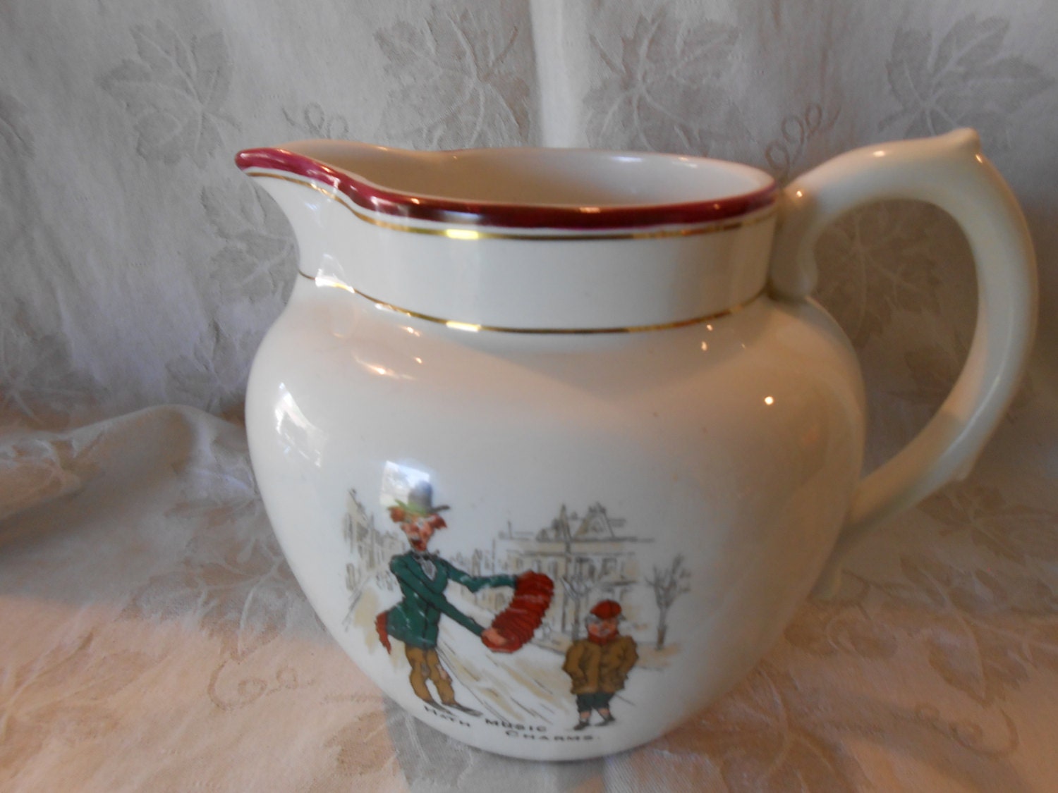 Wonderful Vintage Pitcher- Smith Phillips Semi-Porcelain–“Music Hath ...