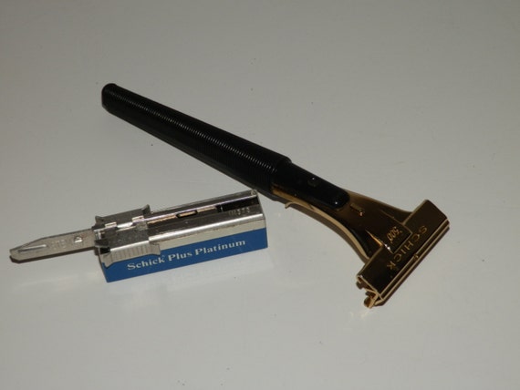 SCHICK Golden 500 1950s Razor with Schick Plus Platinum shaving ...