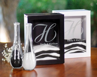 Unity Sand Ceremony Shadow Box Set Black or White Wedding Unity (e101-2805/2806) - Free Personalization