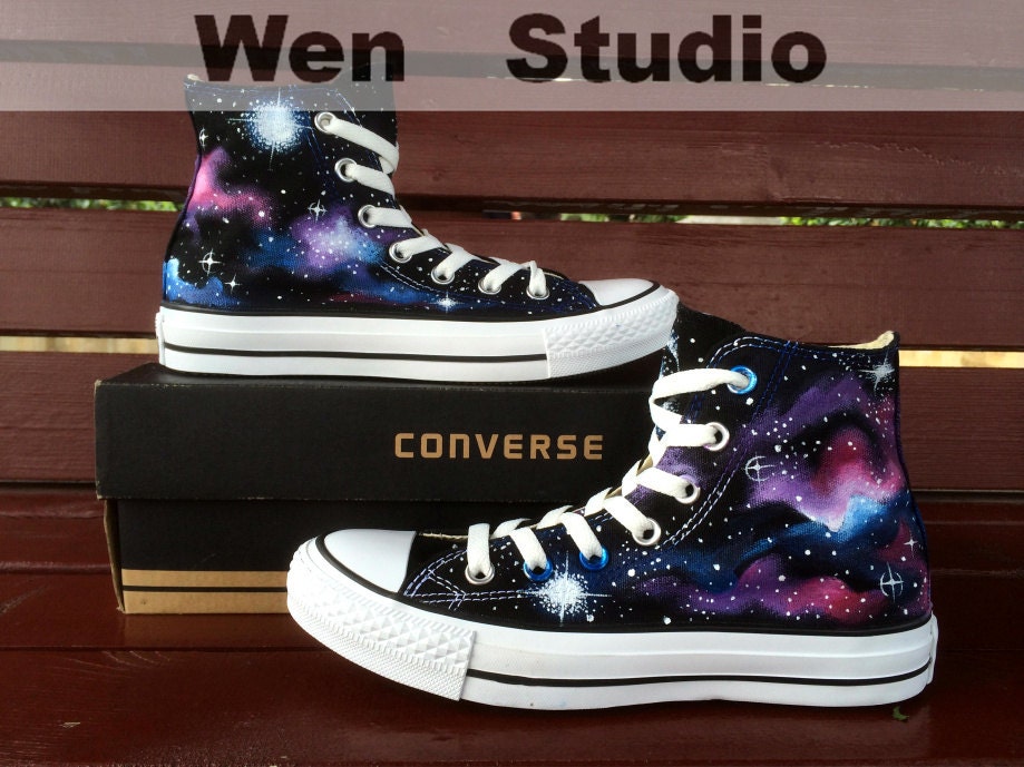 Galaxy Converse Galaxy Custom Shoes Hand Painted by WenWenStudio