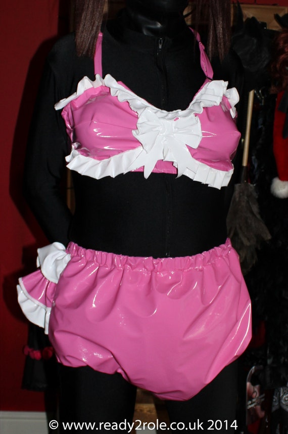 Sissy PVC Panties Candy Filled Bra Panty SatinPl