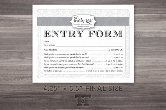 What information should a contest entry form template have?