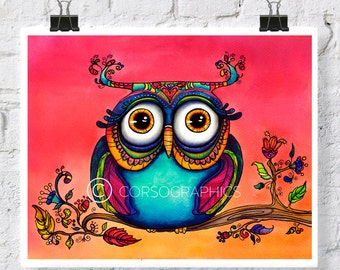 Watercolor Owl Painting - owl watercolor - owl artwork - kids room ...