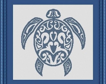 TRIBAL TURTLE / tortue -Counted cross stitch pattern /grille point de croix ,Cross Stitch PDF, Instant download , free shipping