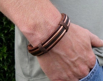 Men's Copper Bracelet, Men's leather bracelet, Men's Leather and Copper Bracelet, Men's Copper bracelet, Copper Bracelet, Leather Bracelet
