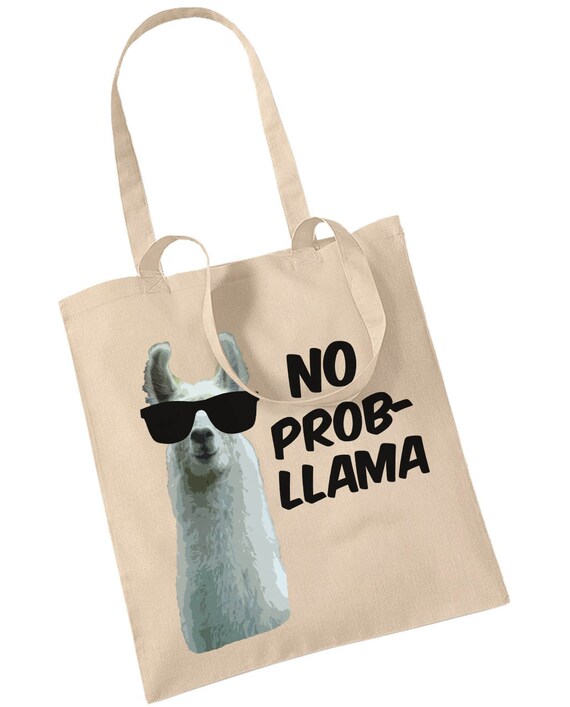 No ProbLlama Tote Bag Retro Cool Funny Novelty Shoulder Bag