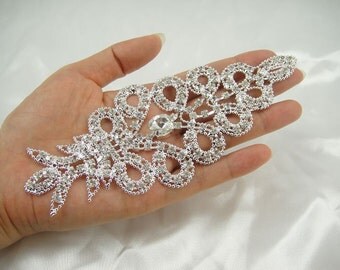 Rhinestone applique, Bridal Sash Applique, Wedding Crystal Sash applique, diamante applique, wedding applique Bridal Applique, Wedding Belt