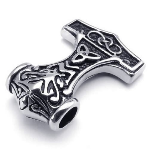 Stainless Steel Thors Hammer Celtic Knot Mens Pendant