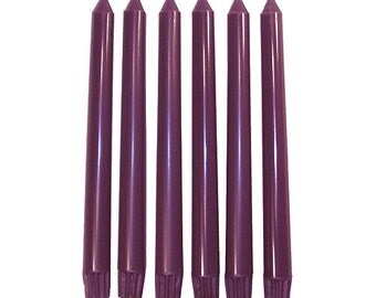 6 Velvet Eggplant Classic Hand-poured Unscented Taper Candles