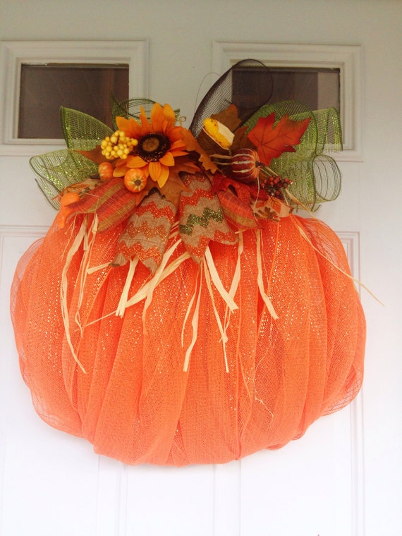 Deco Mesh Pumpkin Fall Wreath Pumpkin Autumn Wreath Sun 