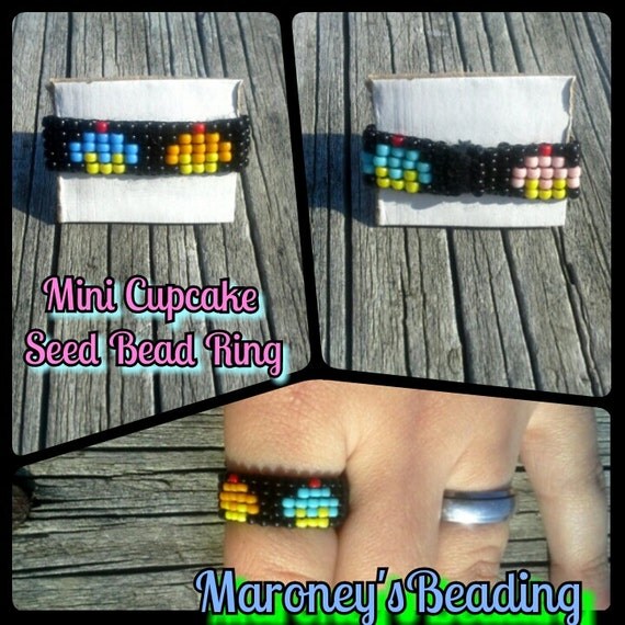 Mini Cupcake Seed Bead Loom Ring