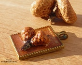 Acorn pendant. Unique unusual handmade brown pendant with natural acorn. Pendants for women.