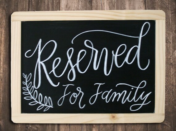 Items similar to Reserved For Family - Wedding Sign - 9 x 12 Framed ...