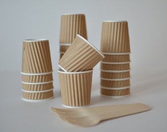 4oz Ripple Paper Cups // Kraft Paper Ice Cream Cups // Brown Kraft Paper Cups // Paper Cups // Paper Party Cups (Set of 25)